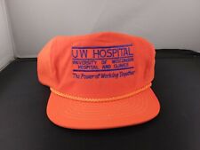 Vtg University Wisconsin Hospital Neon Orange Trucker Style Snapback Hat Cap *OO