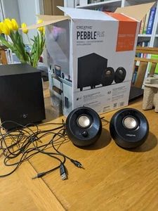 ALTOPARLANTI USB CREATIVE PEBBLE PLUS 2.1 in scatola con subwoofer solo testati - Foto 1 di 9