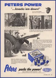 Pubblicità Stampa Vintage 1957 DU PONT PETERS Alta Velocità 12 Ga. Conchiglie Fucile Anni 50 - Foto 1 di 1