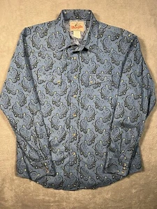 Camisa Wrangler Para Hombre Talla XL Azul Cachemira Perla Occidental A Presión Manga Larga MV1203M - Imagen 1 de 6