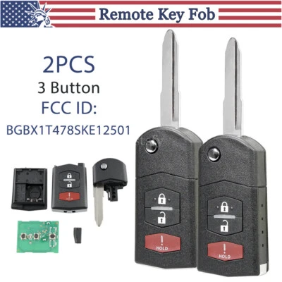2x Para Mazda 2 5 CX7 CX9 Abatible Control Remoto Llavero 3 Botones BGBX1T478SKE125-01 Foto 1 de 4
