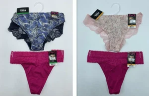 2 Pack Maidenform Comfort Devotion- Lace Back Tanga Panty and Dream Lace Thong - Picture 1 of 10