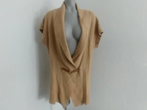 Chaps Tan Wrap Sweater Linen Blend Buckle Clasp Size 1X - Picture 1 of 8