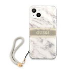 Guess iPhone 13 mini Hlle Marble Strap Collection Marmor Case Cover wei / grau