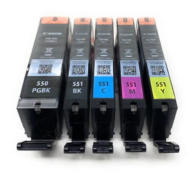 CANON PGI-550BK CLI-551BK CLI-551C CLI-551M CLI-551Y Original 5 Cartridge Kit - Image 1 of 2
