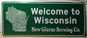 NUOVO CARTELLO STRADALE GLARUS BREWING CO Benvenuti nel Wisconsin - NUOVO 34x14" - Foto 1 di 1