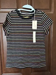 Universal Thread Shirt Womens Large Multicolor Striped Short Sleeve Tee Cotton - Picture 1 of 3