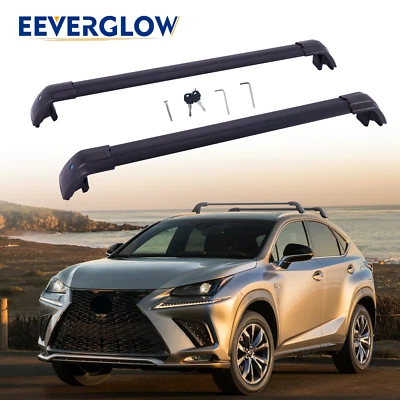 Barras transversais pretas bloqueáveis para racks de carga de teto Lexus Nx 200t 300 300h 2015-2021 - Imagem 1 de 4