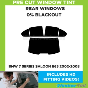 For BMW 7 Series 4-door Saloon E65 2002-08 Pre Cut Window Tint 0% Blackout Film - Picture 1 of 10