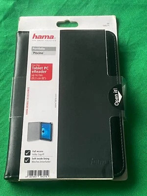 Hama eReader 8" Portfolio BLACK Bag Protective Case standing Tablet PC Tab - Image 1 of 4