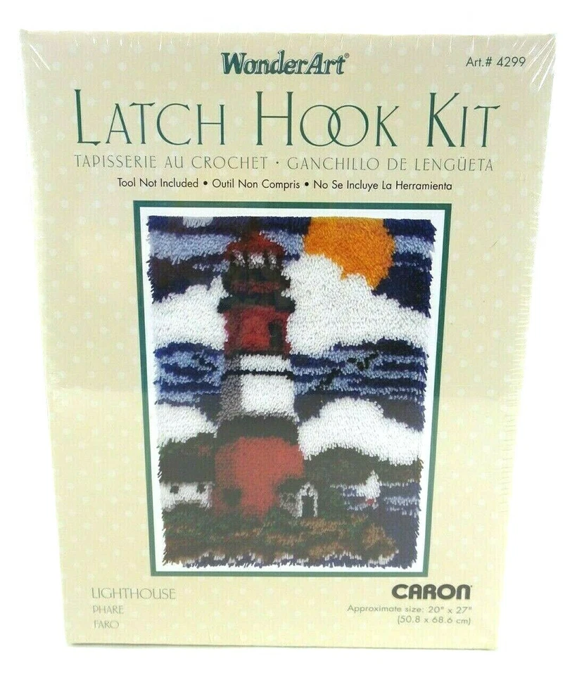 Caron WonderArt Latch Hook Kit #4299 Lighthouse 20 x 27 FACTORY SEALED BOX - Image 1 of 4