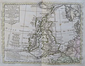 Islas Británicas Inglaterra Gales Escocia Irlanda 1761 Delisle Buache mapa escaso - Imagen 1 de 4