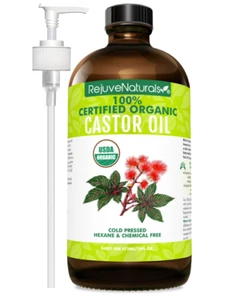 RejuveNaturals Castor Oil, 16 oz, USDA Organic, Cold Pressed for Hair & Lashes - Picture 1 of 3