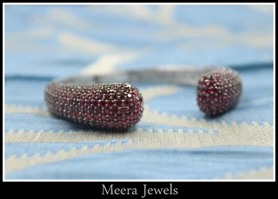 Juego de micro pavé simulado 5,00 quilates rosa corte redondo rubí único brazalete abierto Foto 1 de 4