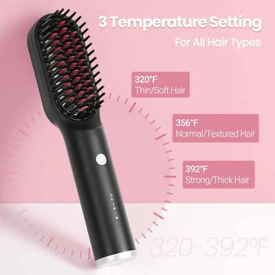 KIPOZI Negative Hair Straightener Brush Straightening Electric Hot Comb Travel - Image 1 of 4