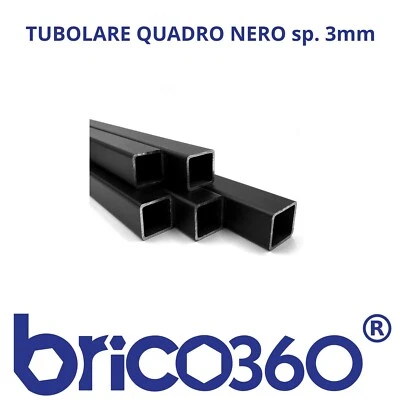 TUBOLARE FERRO QUADRATO NERO SPESSORE 3mm IN BARRA DA 3 METRI CERTIFCATO S235RH - Immagine 1 di 3