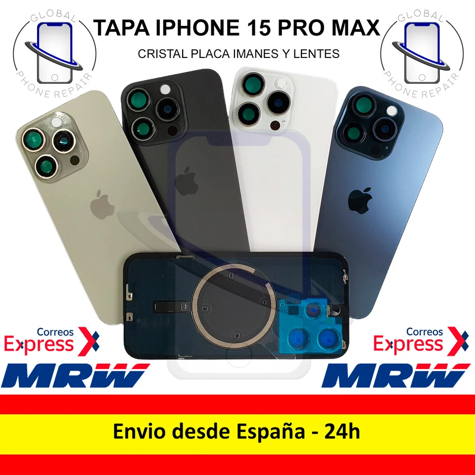 Tapa Trasera Cristal IPHONE 15 Pro Max Soporte Metalico Imanes y Lentes Envío 24 - Imagen 1 de 1