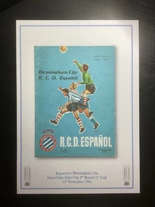 1961-62 Espanyol v Birmingham City Fairs Cup 2nd Rnd Programme PRINT - Afbeelding 1 van 1