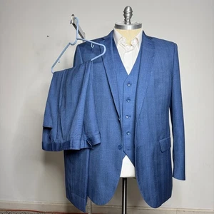 Bocaccio Uomo Mens Blue Pinstripe Suit 3 Piece 48L 40W - Picture 1 of 11
