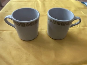 Gold Daisy Shenango Daisy Dot Flower Restaurant Coffee Cup Discontinued Set of 2 - Picture 1 of 5