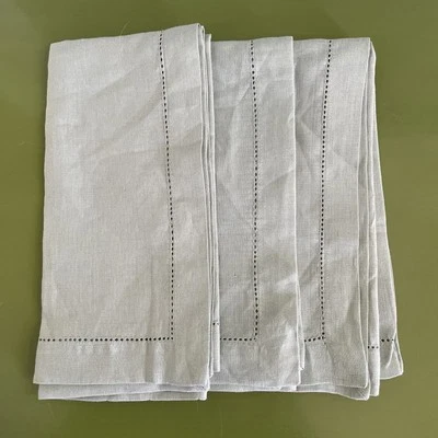 Set of 3 POTTERY BARN Green Belgian Linen Napkins 20” X 20” NWOT - Image 1 of 2