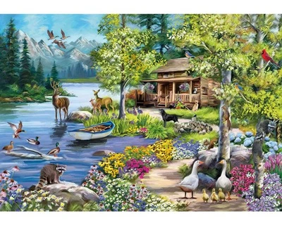 MOUNTAIN RETREAT Wentworth Premium Wooden Puzzle * 1000 pcs but 2 MISSING PIECES - Image 1 of 4