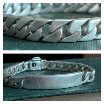 Tiffany & Co Sterling Silver Men Curb Link ID Tag Bracelet Italy Preowned Engrav - Image 1 of 4