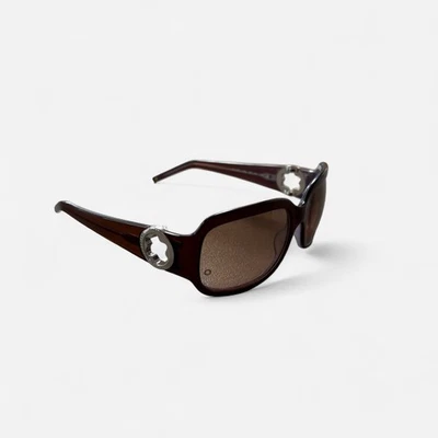 Montblanc MB 90s Brown/Purple Metal Cut-out Logos Polarized Sunglasses - Image 1 of 4