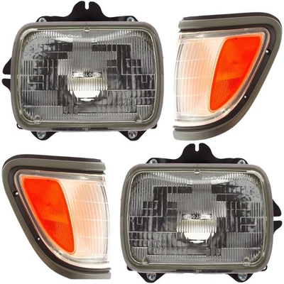Kit de faros halógenos para Toyota Tacoma 1995-1997 lado izquierdo y derecho moldura gris Foto 1 de 4