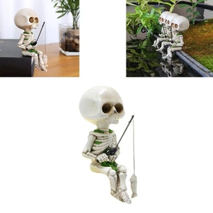 Funny Halloween Decor Ornament Prop Skeleton Man Fishing Action Figure Pond Toys - Picture 1 of 12