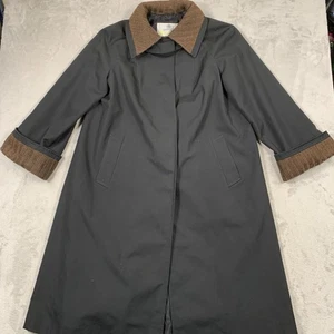 Gabardina Aquascutum para mujer Reino Unido 18 negra Aqua 5 Mac chaqueta tejida línea A vintage - Imagen 1 de 18