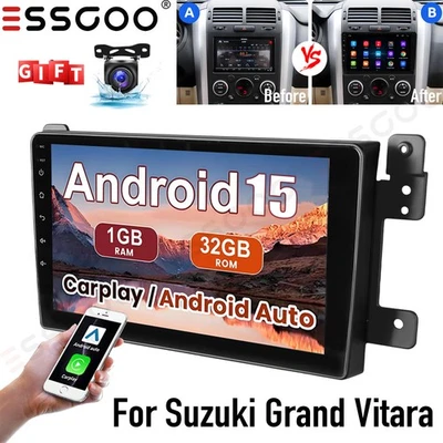 9" For Suzuki Grand Vitara 2005-2015 CarPlay Android 15 Car Stereo Radio GPS+CAM - Image 1 of 4