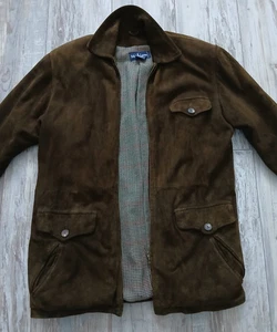 Vintage Polo Ralph Lauren Suede Utility Jacket - Dk Green - Size M [p2p 21.5''] - Picture 1 of 11
