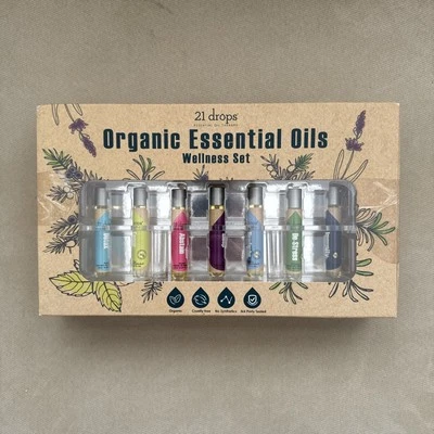 NUEVO EN CAJA 21 Gotas ACEITES ESENCIALES ORGÁNICOS 7 piezas Roll On Wellness Set  Foto 1 de 4