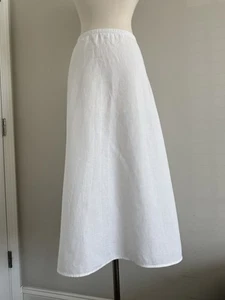 EILEEN FISHER 100% ORGANIC LINEN ELASTIC WAIST ZIP BUTTON CLOSURE SKIRT SZ M/L - Picture 1 of 9