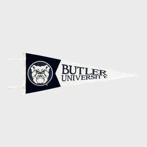 Banderín universitario vintage Butler University Bulldogs azul marino y blanco de la NCAA - Imagen 1 de 4