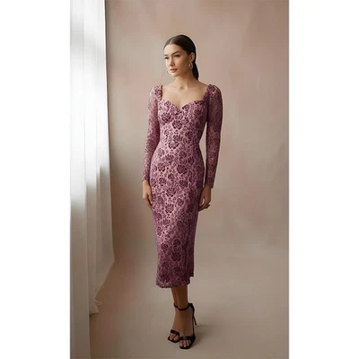 Vestido Adelyn Rae Mujer Talla Pequeña Vestido de Cóctel Manga Larga, Cuello Cuadrado Foto 1 de 4