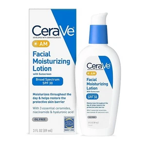 100 % Authentic CeraVe AM Facial Moisturizing Oil Free Lotion 3 oz - Picture 1 of 11
