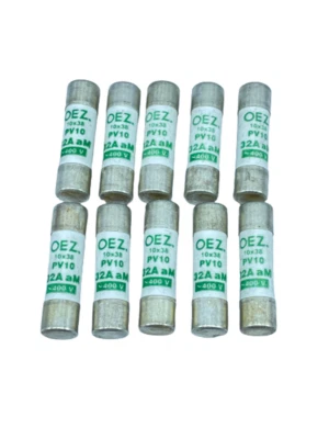 OEZ 32A aM 400VAC Fusible Cilíndrico 10X38 Paquete De 10 - Imagen 1 de 4