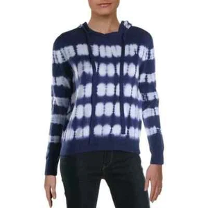 Aqua Tie Dye Print Women's Drawstring Hooded Sweatshirt Pullover Size M NWT - Picture 1 of 6
