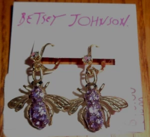 BETSEY JOHNSON Purple Sequins Firefly Earrings - Picture 1 of 2