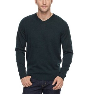 Mens Merino Wool Blend V-Neck Sweater 