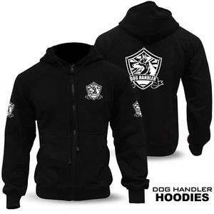 K9 Dog Handler Hoodie Black Staff Work Wear Reflector Vinyl Hooded Jacket - Picture 1 of 1