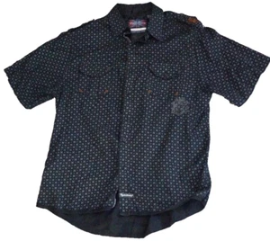 English Landry Shirt Men’s XL Black Geometric Short Sleeve Button Up 100% Cotton - Picture 1 of 6