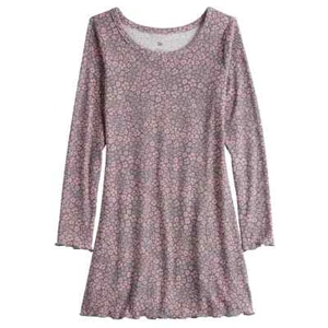 NEW Girls Pink Floral Ribbed Knit Dress sz XXS 4/5 long sleeves fit & flare - Picture 1 of 2