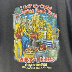 Anvil Dirty Dicks Crab House T-Shirt Spring Break Graphic Tee 2XL Panama City FL - Picture 1 of 8