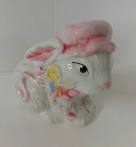 Ceramic Shiny White Easter Bunny Rabbit Figurine Statue 4" Tall Floppy Ears - Picture 1 of 12
