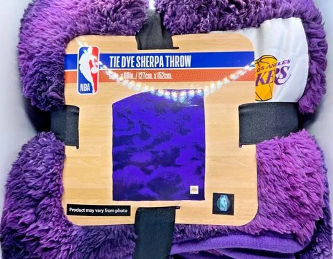 Los Angeles Lakers NBA Purple Tie Dye Throw Blanket, 50”X60” Sherpa Soft Touch Cover