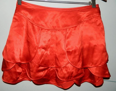 Nueva Minifalda Mujer 100% Seda A|X Armani Naranja Sólido/Rojo Noche Fiesta Talla 2 Foto 1 de 4