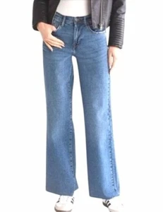 Kensie Womens Vintage Luxe Frayed Hem High Rise Wide Leg Jeans Size 14/32 - Picture 1 of 14